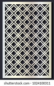 Laser cutting template. Woodcut vector trellis panel. Plywood laser cut eastern design. Abstract geometric pattern for printing, engraving, paper cutting. Stencil lattice ornament. Die cut. Vector.