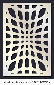 Laser cutting template. Woodcut vector trellis panel. Plywood laser cut eastern design. Abstract geometric pattern for printing, engraving, paper cutting. Stencil lattice ornament. Die cut. Vector.