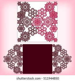 Laser cutting three layers template with snowflakes ornament. For christmas greeting cards, invitations. Size 150 mm x 150 mm. Vector illustration.