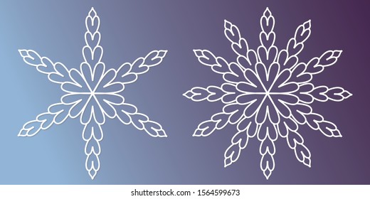 Laser cutting, vector templates, new year snowflakes