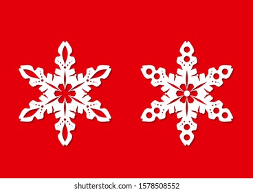 Laser cutting, vector templates, new year snowflakes