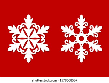Laser cutting, vector templates, new year snowflakes