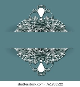 laser cutting wedding frame decoration design on dark cyan color background