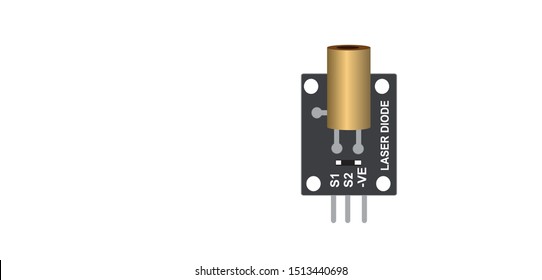 Laser diode top view with pin details, electronics component,  robotics, iot, vector, illustration