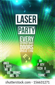 Laser Disco Party Poster Background Template - Vector Illustration
