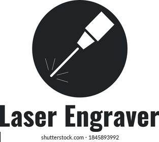 Laser engraver flat logo on white background. Minimalist logotype design .