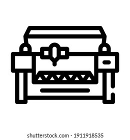 Lasergravur- und Schneidemaschine-Icon-Vektorgrafik. Lasergravur- und Schneidmaschinenzeichen. isoliertes Kontursymbol