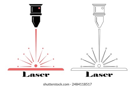 Laser engraving machine vector icon design and logo template.