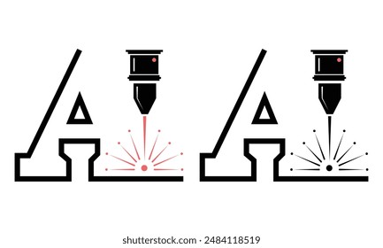 Laser engraving machine vector icon design and logo template.