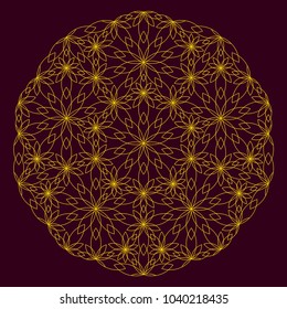 laser engraving mandala. Golden floral pattern. Round lattice. Circular ornament. Indian, arabic, persian, ottoman style. Embroidery designs, Textile  tracery.
