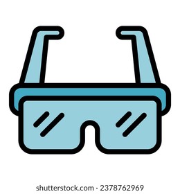 La epilación láser protege el vector de contorno del icono de gafas. Piel de pelo. Color del pelo extraído plano