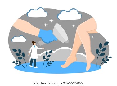 Laser epilation. Removal of unwanted hair. Beauty and fashion. Women's legs
