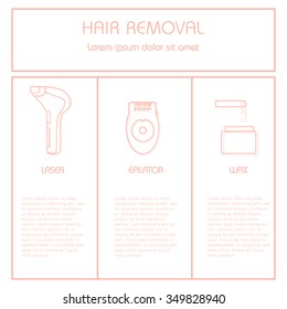 Laser, Epilator, Wax, Razor poster. Modern vector style.