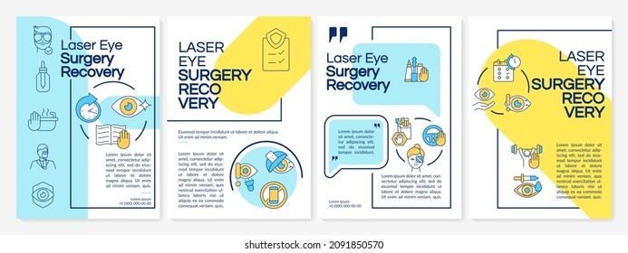 Laser Eye Operation Recovery Brochure Template. Vision Correction. Flyer, Booklet, Leaflet Print, Cover Design With Linear Icons. Vector Layouts For Presentation, Annual Reports, Advertisement Pages