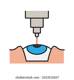 Laser eye surgery color icon. Medical ophthalmology. Laser vision correction. Isolated vector illustration