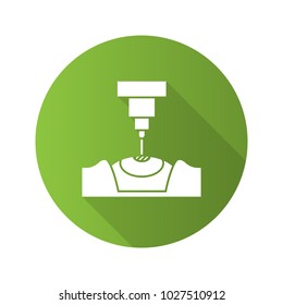 Laser eye surgery flat design long shadow glyph icon. Medical ophthalmology. Laser vision correction. Vector silhouette illustration