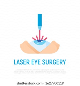 Laser Eye Surgery Flat Icon.
Ophthalmology. Lasik Vision Correction. Vector Illustration.