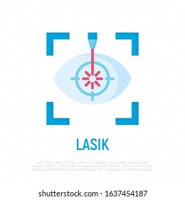 Laser Eye Surgery Flat Icon.
Ophthalmology. Lasik Vision Correction. Vector Illustration.