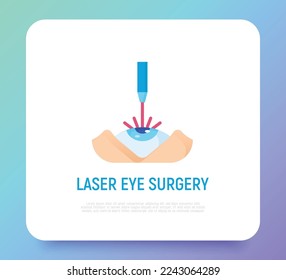 Laser eye surgery flat icon.
Ophthalmology. Lasik vision correction. Vector illustration.