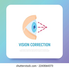 Laser eye surgery flat icon.
Ophthalmology. Lasik vision correction. Vector illustration.