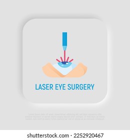 Laser eye surgery flat icon.
Ophthalmology. Lasik vision correction. Vector illustration.