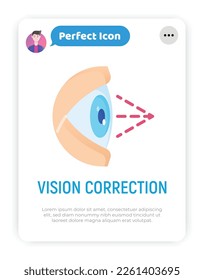 Laser-Augenchirurgie-Flachsymbol.
Augenheilkunde. Lasik Sehkorrektur. Vektorgrafik.