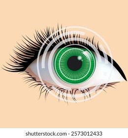 Laser eye surgery and glaucoma concept, close-up of eye with grid or target overlay