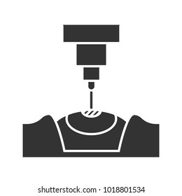 Laser eye surgery glyph icon. Medical ophthalmology. Laser vision correction. Silhouette symbol. Negative space. Vector isolated illustration