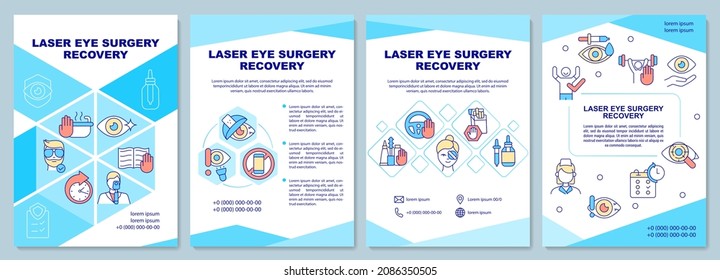 Laser eye surgery recovery brochure template. Vision improvement. Flyer, booklet, leaflet print, cover design with linear icons. Vector layouts for presentation, annual reports, advertisement pages