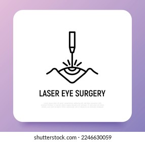 Laser eye surgery thin line icon.
Ophthalmology. Lasik vision correction. Vector illustration.