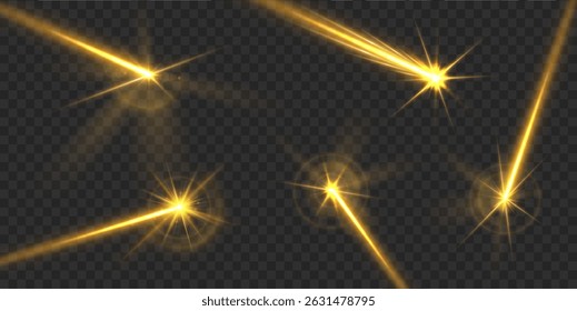 Laser flare with glowing beam and neon pointer creates shiny horizontal line in dark space for futuristic hud effect and abstract motion design on black background with red green and pink light