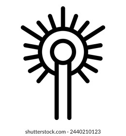 Icono de resplandor láser contorno vector. Arma futurista. Pistola de pulso de energía