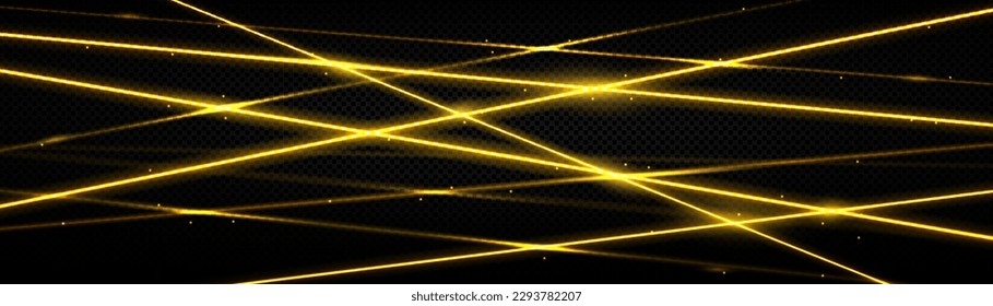 Laser gold abstract line background vector design. Premium golden pattern banner template for business concept. Modern yellow neon beam stripe illustration. Diagonal straight ray technology backdrop