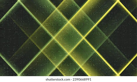 Fondo de tecnología verde láser, diseño de concepto digital y de conexión,Ilustración vectorial.