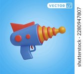laser gun 3D vector icon set, on a blue background