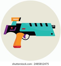 Ilustración vectorial aislada del logotipo del avatar del Clipart del icono del arma futura del disparador láser