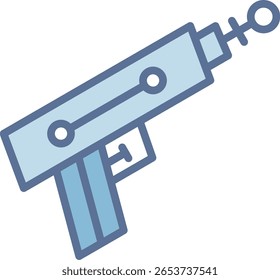 Icono de tono azul lleno de pistola láser