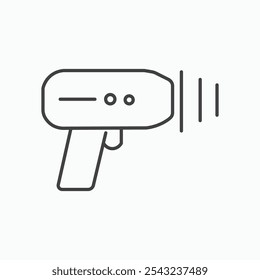 Laser gun icon in black outlined and solid.