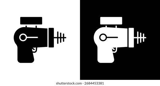 Icono de pistola láser en estilo plano, símbolo negro lleno