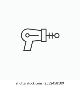 Icono de pistola láser establecido en estilo de línea delgada negra.