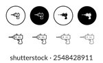 Laser gun icon Thin line illustration set