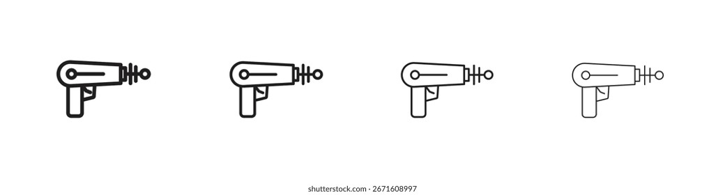 Ilustración vectorial de icono de pistola láser, icono de diseño de línea. Trazos editables.