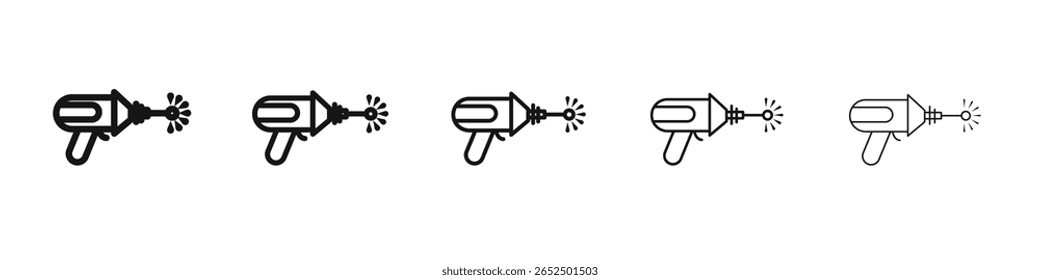 Signo de ilustración de conjunto de contorno de Vector de icono de pistola láser