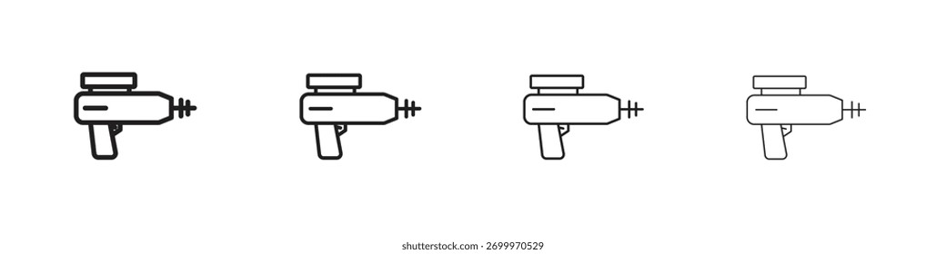 Ícones de pistola laser. coleção editável de ícones de traçado.