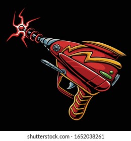Laser gun illustration. Alien gun cartoon . Pop art design.  Retro art for tshirt design, sticker, banner, or poster