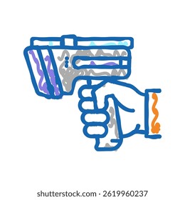 laser gun for scan rfid doodle icon sketch vector. laser gun for scan rfid sign. isolated symbol illustration