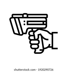 Laser Gun For Scan Rfid Line Icon Vector. Laser Gun For Scan Rfid Sign. Isolated Contour Symbol Black Illustration