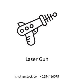 Laser Gun Vector Outline Icon Design Illustration. Raumsymbol auf weißem Hintergrund EPS10-Datei