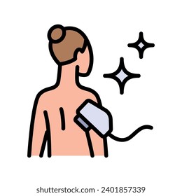 Laser hair removal color icon. Armpit laser hair removal. Clean armpits icon. Flat vector icon for web design isolated on white background.