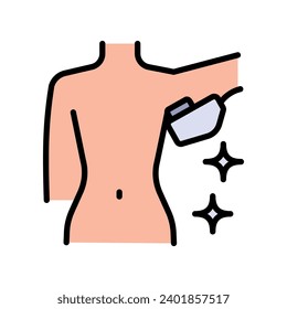 Laser hair removal color icon. Armpit laser hair removal. Clean armpits icon. Armpits epilation vector icon for web design isolated on white backgroun